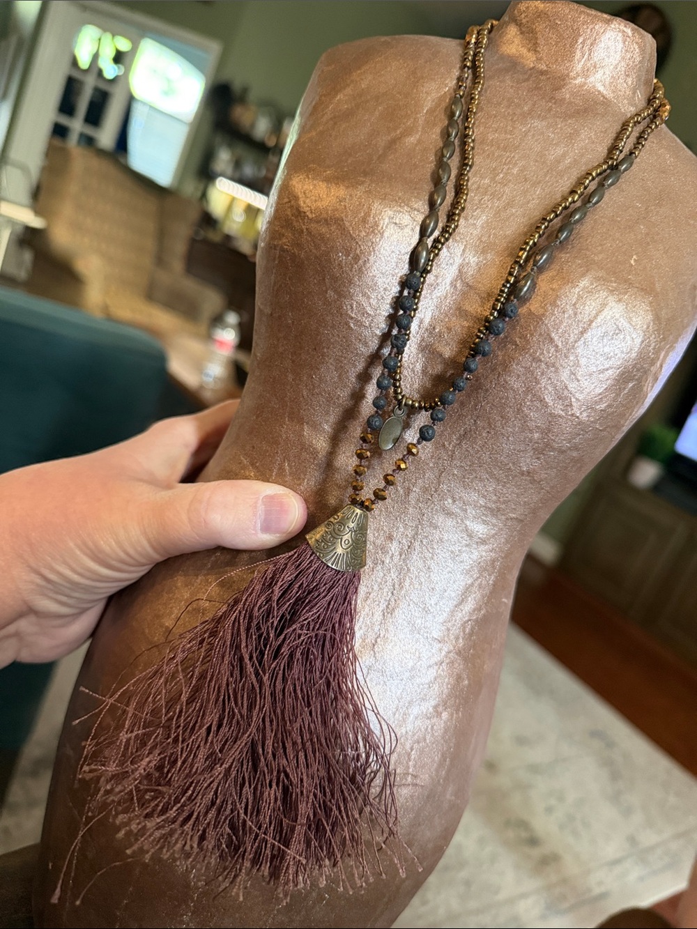 Zacasha Long Beaded Tassel Necklace